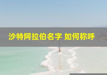 沙特阿拉伯名字 如何称呼